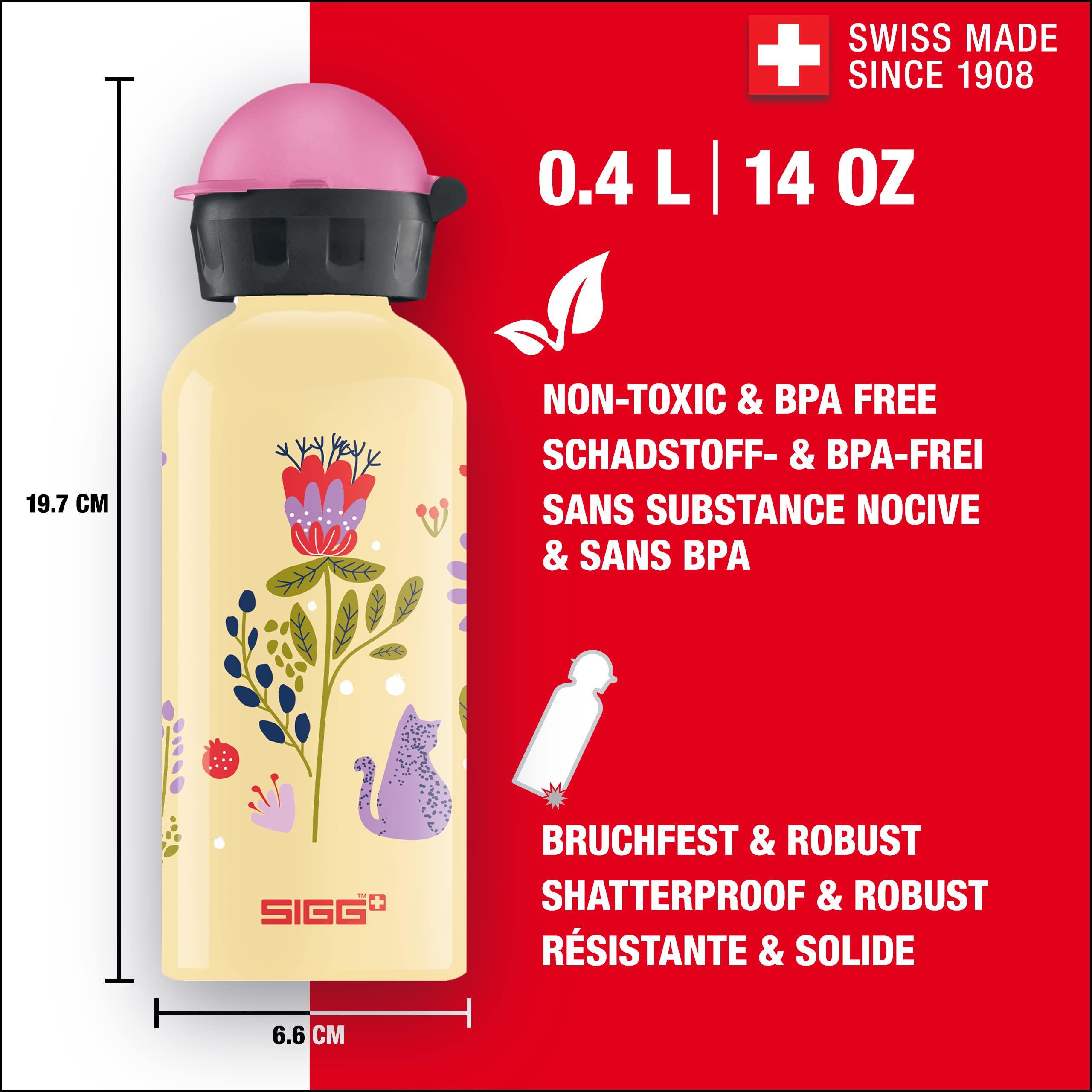 SIGG - Kids Water Bottle - Free as a Bird - Leakproof - Lightweight - BPA Free - Aluminum - 13 Oz